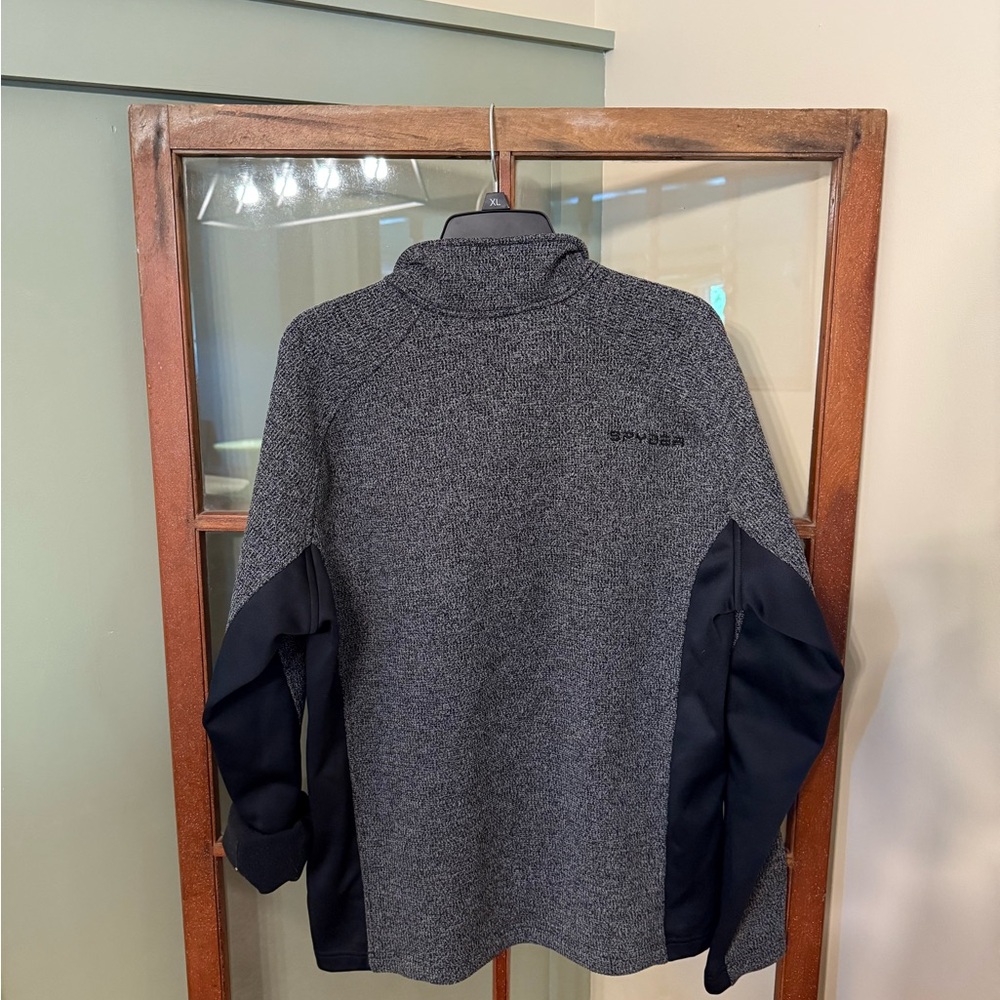 Spyder Men’s Black and Gray Sherpa Lined Quarter-Zip Pullover - Size Large - Picture 5 of 6